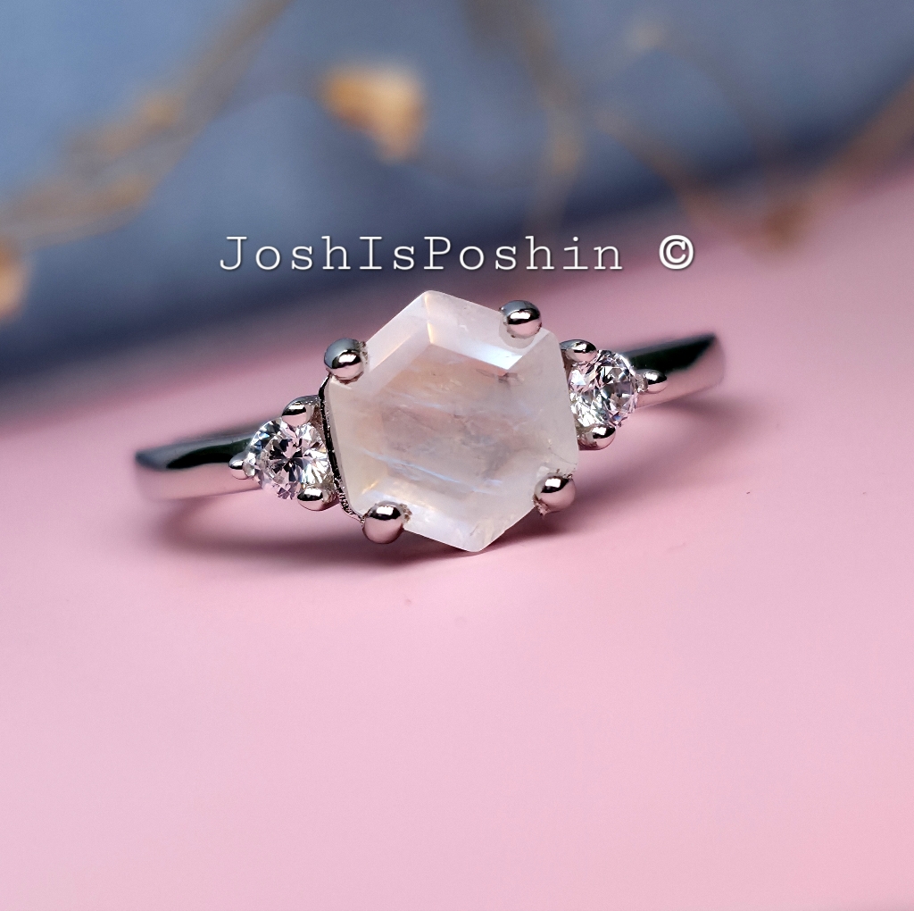 Natural Moonstone Ring In Sterling Silver